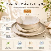 Load image into Gallery viewer, AmorArc Ceramic Dinnerware Sets,Handmade Reactive Glaze Stoneware Plates and Bowls Sets,Highly Scratch Resistant | Dishwasher & Microwave Safe Dishes Set,Service for 6 (18pc)