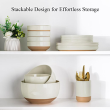 Load image into Gallery viewer, AmorArc Ceramic Mixing Bowls|Nesting Bowls Set of 3 for Kitchen|Stoneware Serving Bowls with Rustic Terracotta Underside for Mixing,Cooking,Baking,Salad| Microwave & Dishwasher Safe 4.6/2.8/1.3 Qt