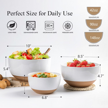 Load image into Gallery viewer, AmorArc Ceramic Mixing Bowls|Nesting Bowls Set of 3 for Kitchen|Stoneware Serving Bowls with Rustic Terracotta Underside for Mixing,Cooking,Baking,Salad| Microwave & Dishwasher Safe 4.6/2.8/1.3 Qt