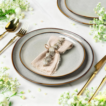 Load image into Gallery viewer, AmorArc Ceramic Plates Set of 6, 8.5 Inch Handmade Reactive Glaze Stoneware Plates set for Dessert, Salad, Appetizer, Dinner, Microwave & Dishwasher Safe, Scratch Resistant-Green Wheat