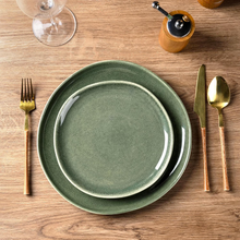 Load image into Gallery viewer, AmorArc Ceramic Plates Set of 6, 8.5 Inch Handmade Reactive Glaze Stoneware Plates set for Dessert, Salad, Appetizer, Dinner, Microwave & Dishwasher Safe, Scratch Resistant-Gade Green