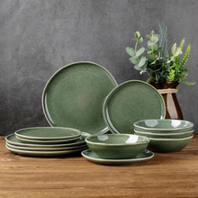 Load image into Gallery viewer, AmorArc Ceramic Plates Set of 6, 8.5 Inch Handmade Reactive Glaze Stoneware Plates set for Dessert, Salad, Appetizer, Dinner, Microwave & Dishwasher Safe, Scratch Resistant-Gade Green