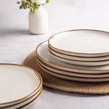 Load image into Gallery viewer, AmorArc Ceramic Plates Set of 6, 8.5 Inch Handmade Reactive Glaze Stoneware Plates set for Dessert, Salad, Appetizer, Dinner, Microwave & Dishwasher Safe, Scratch Resistant-Pearl White
