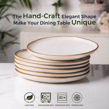 Load image into Gallery viewer, AmorArc Ceramic Plates Set of 6, 8.5 Inch Handmade Reactive Glaze Stoneware Plates set for Dessert, Salad, Appetizer, Dinner, Microwave & Dishwasher Safe, Scratch Resistant-Pearl White