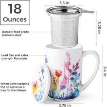 Load image into Gallery viewer, AmorArc Porcelain Tea Mug with Infuser and Lids, 18 Oz Cup Strainer Bag Holder for Loose Leaf Tea, Steeping Coffee Well-wrapped Box House-warming Wedding Birthday Gift, BluePurple