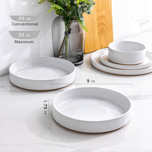 Load image into Gallery viewer, AmorArc 9.0" Large Ceramic Pasta Bowls, 32oz Handmade Speckled Stoneware Pasta Bowls Set of 4, Microwave & Dishwasher Safe Bowls With Terracotta Underside for Fruit Pasta Salad-White