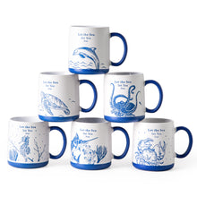 Load image into Gallery viewer, Ceramic Coffee Mugs with Sea Life Textured Patterns 18OZ Set of 6 - ACM005