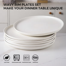 Load image into Gallery viewer, Wavy Rim Dinner Plates 10.5 Inch Set of 6 - ADP005