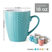 Load image into Gallery viewer, Ceramic Coffee Mugs with Multi Textured Patterns 18oz Set of 6 -ACM007