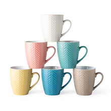 Load image into Gallery viewer, Ceramic Coffee Mugs with Multi Textured Patterns 18oz Set of 6 -ACM007