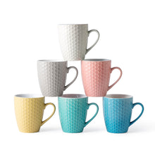 Load image into Gallery viewer, Ceramic Coffee Mugs with Multi Textured Patterns 18oz Set of 6 -ACM007