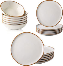 Load image into Gallery viewer, Hand Crafted Stoneware Plates and Bowls Set for 6 (18pcs)