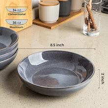 Load image into Gallery viewer, Round Stoneware Reactive Glaze Plates and Bowls Set for 4 (12PCs)