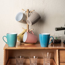 Load image into Gallery viewer, Ceramic Coffee Mugs with Multi Textured Patterns 18oz Set of 6 -ACM007