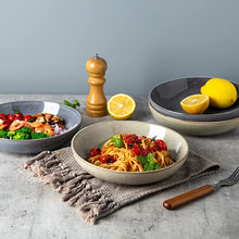 Load image into Gallery viewer, Round Stoneware Reactive Glaze Plates and Bowls Set for 4 (12PCs)