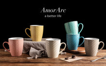 Load image into Gallery viewer, Ceramic Coffee Mugs with Multi Textured Patterns 18oz Set of 6 -ACM007