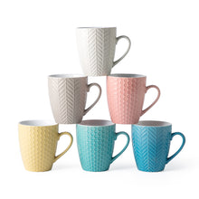 Load image into Gallery viewer, Ceramic Coffee Mugs with Multi Textured Patterns 18oz Set of 6 -ACM007