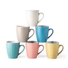 Load image into Gallery viewer, Ceramic Coffee Mugs with Multi Textured Patterns 18oz Set of 6 -ACM007