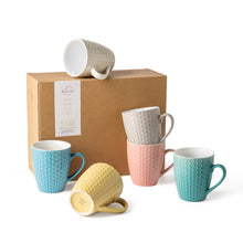 Load image into Gallery viewer, Ceramic Coffee Mugs with Multi Textured Patterns 18oz Set of 6 -ACM007