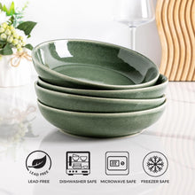 Load image into Gallery viewer, AmorArc 8.5'' Large Ceramic Pasta Bowls Set, 36oz Stoneware Bowls Set of 6 for Kitchen, Reavtive Glaze Bowls-Microwave,Dishwasher Safe-for Pasta,Salad,Oatmeal-Jade Green
