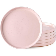 Load image into Gallery viewer, AmorArc Ceramic Dinner Plates Set of 6, 10.25 Inch Stoneware Plates for Kitchen,Modern Flat Dinnerware Dishes Set,Microwave&amp; Dishwasher Safe, Scratch Resistant-Pink
