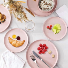 Load image into Gallery viewer, AmorArc Ceramic Dinner Plates Set of 6, 10.25 Inch Stoneware Plates for Kitchen,Modern Flat Dinnerware Dishes Set,Microwave&amp; Dishwasher Safe, Scratch Resistant-Pink
