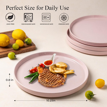 Load image into Gallery viewer, AmorArc Ceramic Dinner Plates Set of 6, 10.25 Inch Stoneware Plates for Kitchen,Modern Flat Dinnerware Dishes Set,Microwave&amp; Dishwasher Safe, Scratch Resistant-Pink
