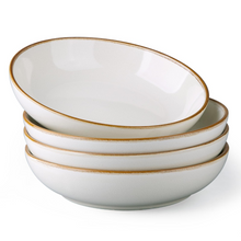 Load image into Gallery viewer, AmorArc 8.5'' Large Pasta Bowls, 36oz Ceramic Salad Serving Bowls Set of 4 for Kitchen, Wide Stoneware Bowls for Pasta,Salad,Fruit,Bread, Microwave Safe, Reactive-Pearl White
