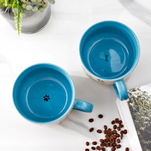 Load image into Gallery viewer, AmorArc 32 Ounces Ceramic Soup Mugs with Lids and Handle, Stoneware Bowls Cup Set of 2 for Soup, Stew, Noodle, Beautiful Mug Bowls With Lovely Dog,Cat Patterns, Microwave&amp;Dishwasher Safe, Blue
