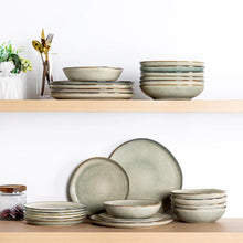 Load image into Gallery viewer, AmorArc Ceramic Dinnerware Sets,Handmade Reactive Glaze Stoneware Plates and Bowls Sets,Highly Chip and Crack Resistant | Dishwasher &amp; Microwave Safe Dishes Set,Service for 8 Set(24pc),Reactive Glaze
