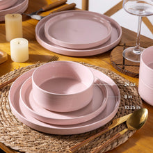 Load image into Gallery viewer, AmorArc Ceramic Dinnerware Set for 4 | Speckled Stoneware Plates and Bowls with unglazed terracotta | Scratch Resistant, Dishwasher &amp; Microwave Safe ,Service for 4 Dishes Set(12pcs),Pink
