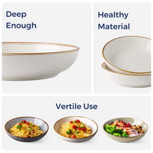 Load image into Gallery viewer, AmorArc 8.5'' Large Pasta Bowls, 36oz Ceramic Salad Serving Bowls Set of 4 for Kitchen, Wide Stoneware Bowls for Pasta,Salad,Fruit,Bread, Microwave Safe, Reactive-Pearl White
