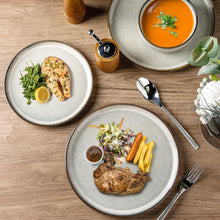 Load image into Gallery viewer, AmorArc Ceramic Dinnerware Sets for 6, 18 Pieces Stoneware Plates and Bowls Sets, Reactive Glaze Dishes -Scratch Resistant, Dishwasher&amp;Microwave Safe, Green Wheat (Service for 6)
