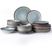 Load image into Gallery viewer, AmorArc Ceramic Dinnerware Sets,Handmade Reactive Glaze Stoneware Plates and Bowls Sets,Highly Chip and Crack Resistant | Dishwasher &amp; Microwave Safe Dishes Set,Service for 8 Dishes Set(24pc),OCEAN
