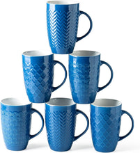 Load image into Gallery viewer, AmorArc Extra Large Coffee Mugs Set of 6, 20oz Ceramic Tall Coffee Mugs Set with Textured Geometric Patterns for Latte/Tea/Beer/Hot Cocoa, Dishwasher &amp; Microwave Safe, Blue
