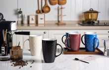 Load image into Gallery viewer, AmorArc Large Coffee Mugs Set of 6, 20oz Ceramic Tall Coffee Mugs Set with Textured Geometric Patterns for Coffee/Tea/Beer/Hot Cocoa, Dishwasher &amp; Microwave Safe, Beige&amp;Burgundy
