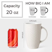 Load image into Gallery viewer, AmorArc Large Coffee Mugs Set of 6, 20oz Ceramic Tall Coffee Mugs Set with Textured Geometric Patterns for Coffee/Tea/Beer/Hot Cocoa, Dishwasher &amp; Microwave Safe, Beige&amp;Burgundy
