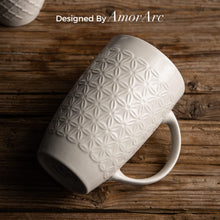 Load image into Gallery viewer, AmorArc Large Coffee Mugs Set of 6, 20oz Ceramic Tall Coffee Mugs Set with Textured Geometric Patterns for Coffee/Tea/Beer/Hot Cocoa, Dishwasher &amp; Microwave Safe, Beige&amp;Burgundy
