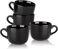 Load image into Gallery viewer, AmorArc 24 oz Soup Mugs with Handles, Jumbo Ceramic Bowls Mugs Set with handles for Coffee Cereal Cappuccino Snacks, Microwave&amp;Dishwasher safe Soup Cups for Meal-Black
