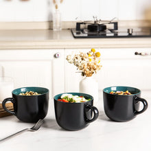 Load image into Gallery viewer, AmorArc 24 oz Soup Mugs with Handles, Jumbo Ceramic Bowls Mugs Set with handles for Coffee Cereal Cappuccino Snacks, Microwave&amp;Dishwasher safe Soup Cups for Meal-Green
