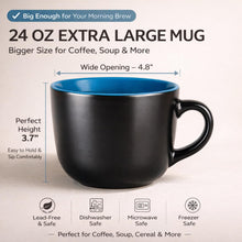 Load image into Gallery viewer, AmorArc 24 oz Soup Mugs with Handles, Jumbo Ceramic Bowls Mugs Set with handles for Coffee Cereal Cappuccino Snacks, Microwave&amp;Dishwasher safe Soup Cups for Meal-Multicolor

