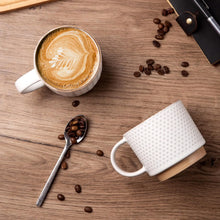 Load image into Gallery viewer, AmorArc 12OZ Stackable Coffee Mugs, Ceramic Coffee Cups with Texture Patterns for Man,Woman,Dad,Mom, Modern Coffee Mugs Set of 4 for Latte/Cappuccino/Cocoa. Dishwasher&amp;Microwave Safe, Off White
