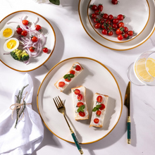Load image into Gallery viewer, AmorArc Ceramic Dinner Plates Set of 6,10.5 Inch Handmade Reactive Glaze Stoneware Plates,Large Rustic Shape Dinnerware Dish Set for Kitchen, Microwave &amp; Dishwasher Safe,Scratch Resistant-Pearl White
