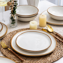 Load image into Gallery viewer, AmorArc Ceramic Dinner Plates Set of 6,10.5 Inch Handmade Reactive Glaze Stoneware Plates,Large Rustic Shape Dinnerware Dish Set for Kitchen, Microwave &amp; Dishwasher Safe,Scratch Resistant-Pearl White
