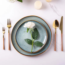Load image into Gallery viewer, AmorArc Ceramic Dinnerware Sets,Handmade Reactive Glaze Stoneware Plates and Bowls Sets,Highly Chip and Crack Resistant | Dishwasher &amp; Microwave Safe Dishes Set,Service for 4 Dishes Set(12pc),OCEAN
