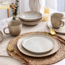 Load image into Gallery viewer, AmorArc Ceramic Dinnerware Sets,Handmade Reactive Glaze Stoneware Plates and Bowls Sets,Highly Chip and Crack Resistant | Dishwasher &amp; Microwave Safe Dishes Set,Service for 8 Set(24pc),Cappuccino
