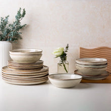 Load image into Gallery viewer, AmorArc Ceramic Dinnerware Sets,Handmade Reactive Glaze Stoneware Plates and Bowls Sets,Highly Chip and Crack Resistant | Dishwasher &amp; Microwave Safe Dishes Set,Service for 8 Set(24pc),Cappuccino
