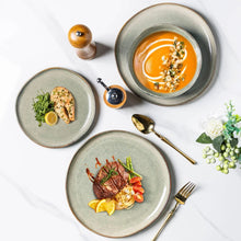 Load image into Gallery viewer, AmorArc Ceramic Dinnerware Sets,Handmade Reactive Glaze Stoneware Plates and Bowls Sets,Highly Chip and Crack Resistant | Dishwasher &amp; Microwave Safe Dishes Set,Service for 4 Set(12pc),Reactive Glaze

