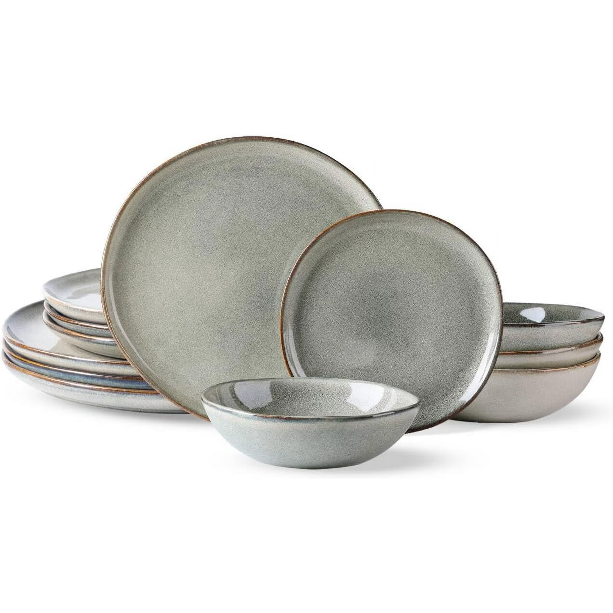 AmorArc Ceramic Dinnerware Sets,Handmade Reactive Glaze Stoneware Plat