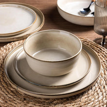 Load image into Gallery viewer, AmorArc Ceramic Dinnerware Sets for 4, 12 Pieces Stoneware Plates and Bowls Sets, Scratch Resistant Dishes, Dishwasher &amp; Microwave Safe, Reactive Glaze-Cappuccino (Service for 4)
